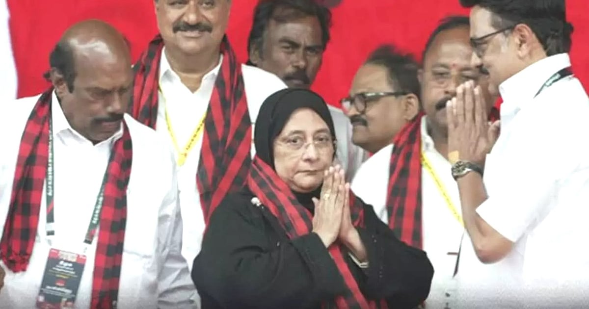 `அன்று கருணாநிதி ஒழிக; இன்று ஸ்டாலின் வாழ்க’ – கட்சித் தாவிய அதிமுக முன்னாள் அமைச்சர் நிலோஃபர்