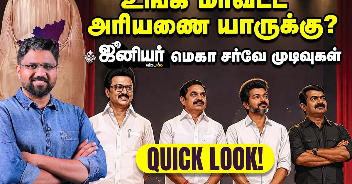 மக்கள் சிம்மாசனம் யாருக்கு? – Quick Look! | Junior Vikatan Mega Survey | DMK ADMK NTK TVK