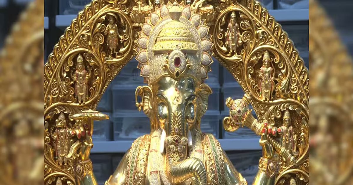 ’24 காரட் தங்க பிளேட், 3.8 லட்சம் அமெரிக்க வைரங்கள்’ – பக்தர்களைக் கவரும் ஐதராபாத் விநாயகர் | Hyderabad Ganesha idol dazzles with 24-karat gold plating and 380,000 American diamonds